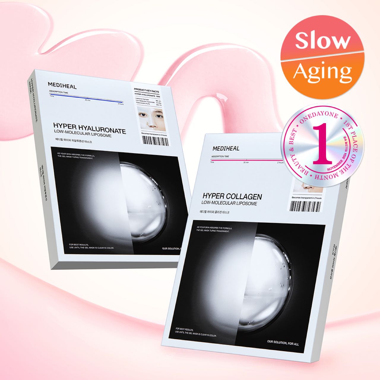 MEDIHEAL Hyper Hyaluronate Low-Molecular Liposome Mask & Hyper Collagen Low-Molecular Liposome Mask (Set)